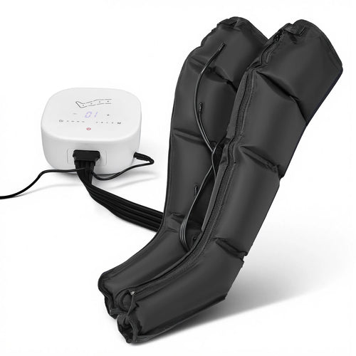 Appareil de pressothérapie avec bottes noires et pompe