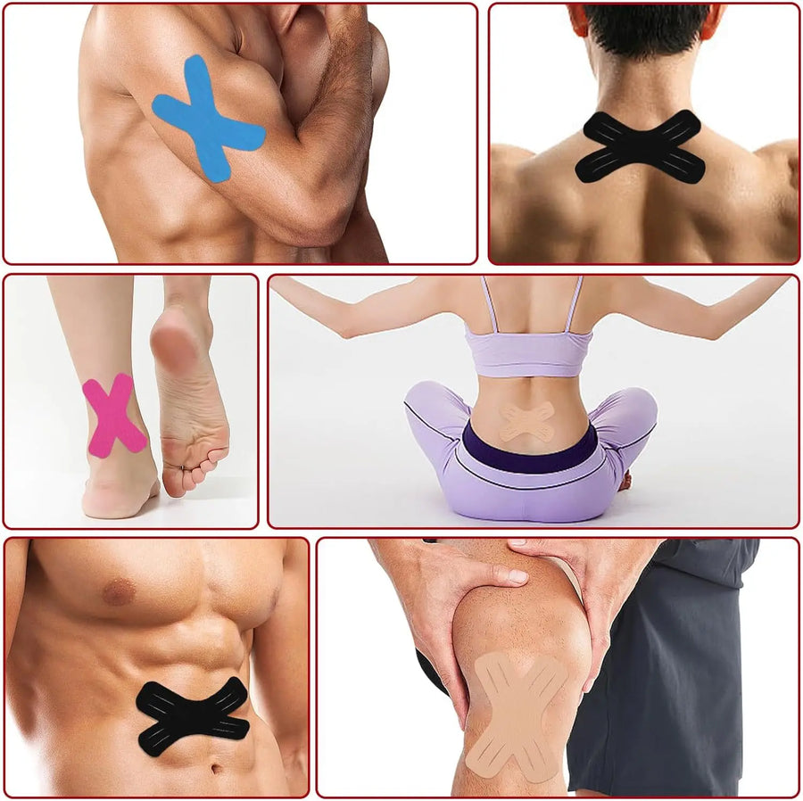 Bande de taping kinésiologique adhésive pour le maintien articulaire