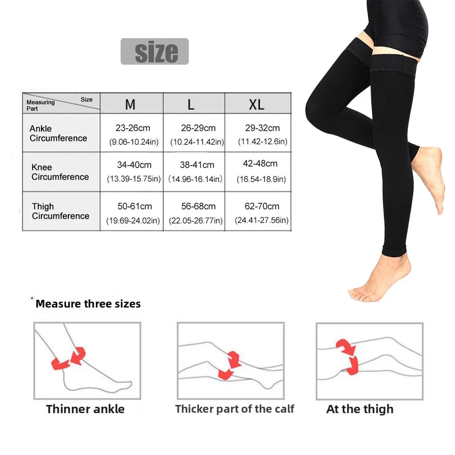 Bas de compression mi-cuisse unisexe, guide des tailles