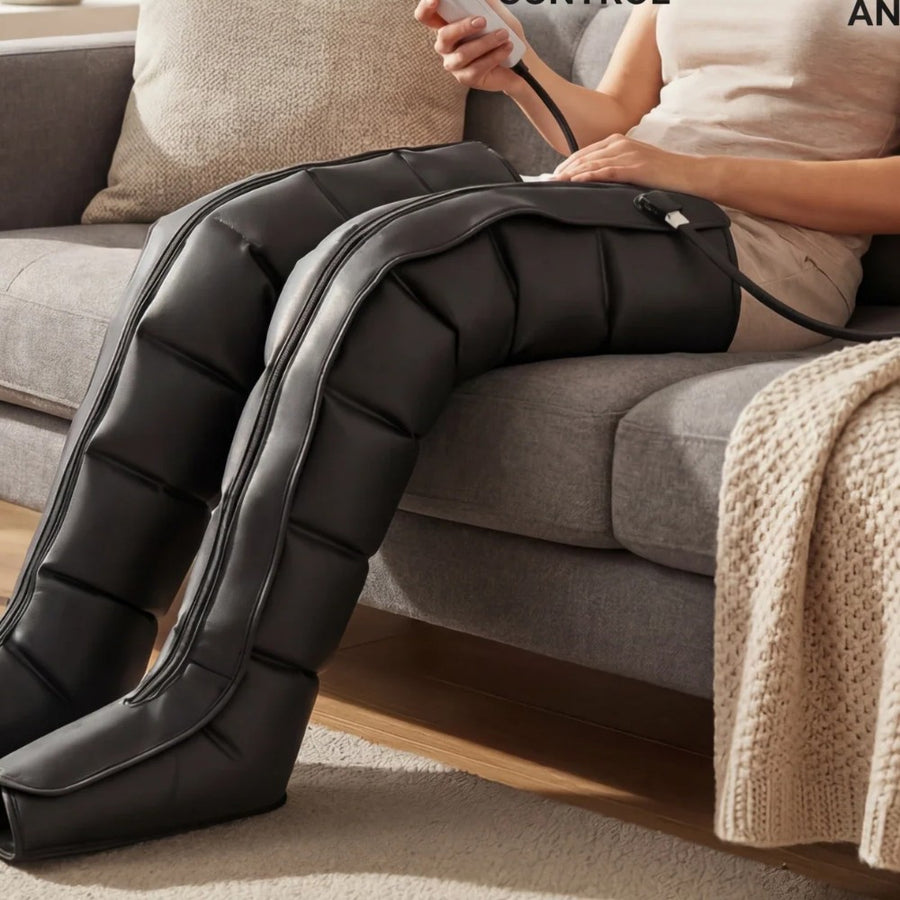 Bottes de pressothérapie rechargeables, détail (recadrage de la photo principale)