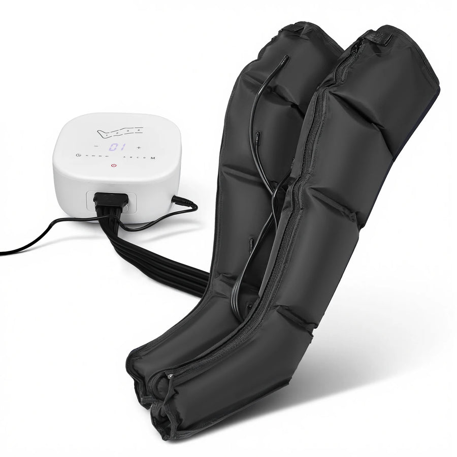 Appareil de pressothérapie avec bottes noires et pompe