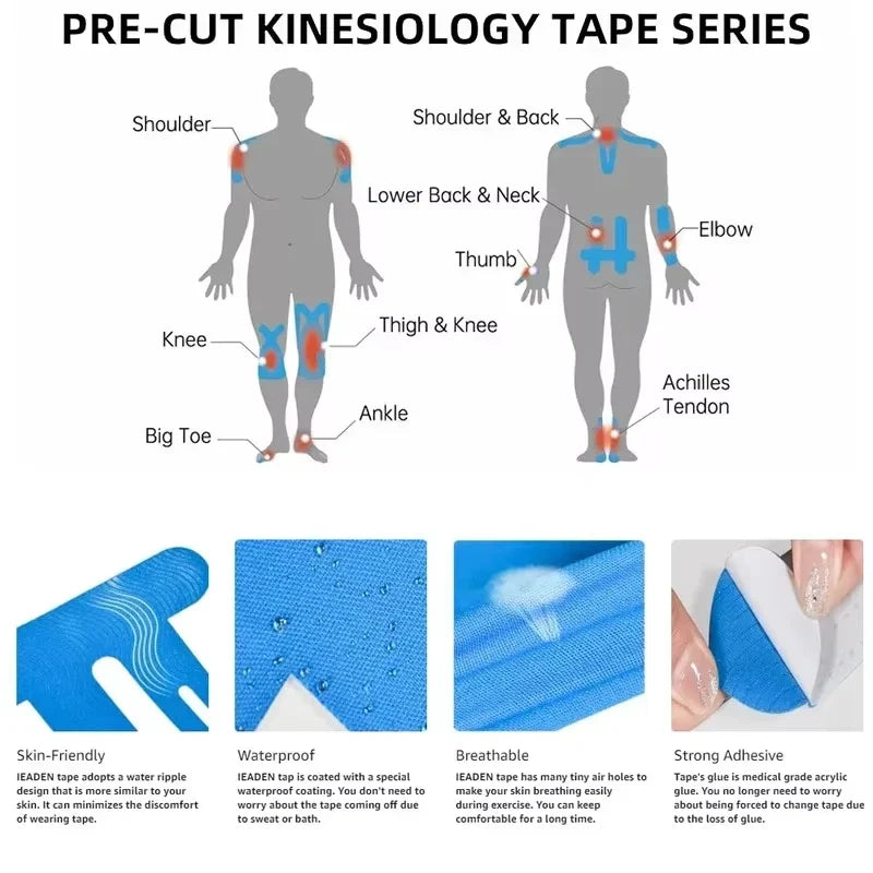 Bandes de taping kinésiologique prédécoupées pour le genou
